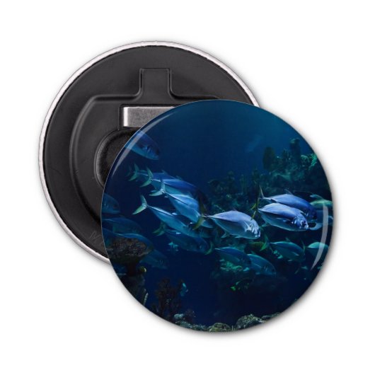 Koel aquariumvissen donker water button flesopener (Voorkant)