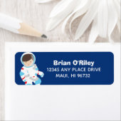 Koel Astronaut Buitenruimte Kinder Return Address Etiket (Insitu)