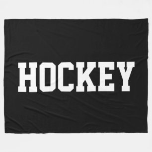 Koel atletisch vet wit HOCKEY tekst op diepzwart Fleece Deken