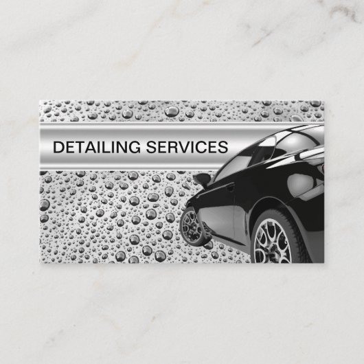 Koel Auto Detailing Water Drops Ontwerp Visitekaartje (Voorkant)