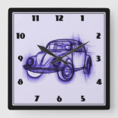 Koel autoketch in Paars Vierkante Klok (Voorkant)