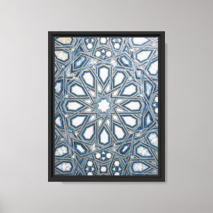 Koel Azuur & Witte Mediterrane Tegel Canvas Afdruk