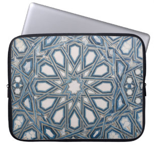 Koel Azuur & Witte Mediterrane Tegel Laptop Sleeve