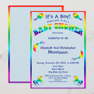 Koel Baby shower regenboogjongen met kalveren Kaart