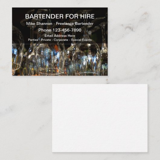 Koel Bartender voor hire Visitekaartje (Voorkant / Achterkant)
