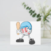 Koel Baseball Batter Cartoon Briefkaart (Staand voorkant)
