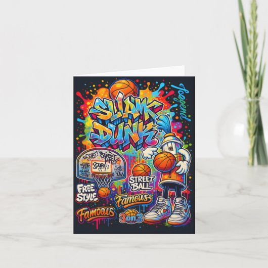 Koel basketbal graffiti stijl illustratie Graphi Kaart (Voorkant)