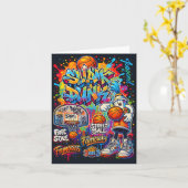 Koel basketbal graffiti stijl illustratie Graphi Kaart (Gele Bloem)