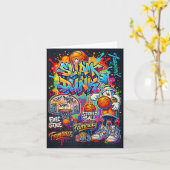 Koel basketbal graffiti stijl illustratie Graphi Kaart (Gele Bloem)