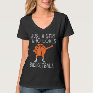 Koel Basketball Art voor meisjes Kinder dobbenball T-shirt