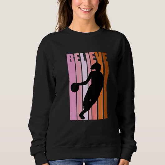 Koel Basketball Believe Retro Birthday Meisje Trui (Voorkant)