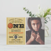 Koel Basketball Kinder Foto van Birthday Kaart (Staand voorkant)
