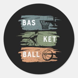 Koel Basketball-ontwerp met drie kleuren Ronde Sticker