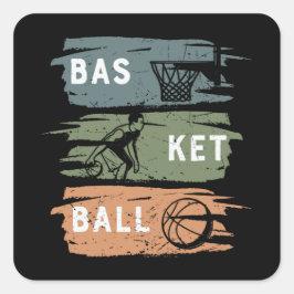 Koel Basketball-ontwerp met drie kleuren Vierkante Sticker