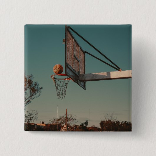 Koel Basketball Vierkante Button 5,1 Cm (Voorkant)