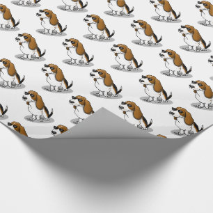Koel Basset-hond en zonnebril (driekleur 1) Cadeaupapier