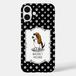 Koel Basset-hond en zonnebril (driekleur 1) iPhone 16 Plus Hoesje