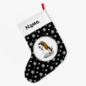 Koel Basset-hond en zonnebril (driekleur 1) Grote Kerstsok (Achterkant (Hangend))