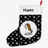 Koel Basset-hond en zonnebril (driekleur 1) Grote Kerstsok (Achterkant)