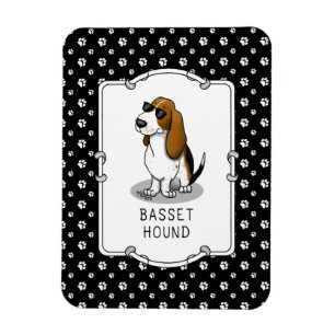 Koel Basset-hond en zonnebril (driekleur 1) Magneet