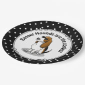 Koel Basset-hond en zonnebril (driekleur 1) Papieren Bordje (Gekanteld)