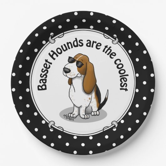 Koel Basset-hond en zonnebril (driekleur 1) Papieren Bordje (Voorkant)