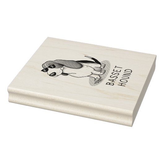 Koel Basset-hond en zonnebril (driekleur 1) Rubberstempel (Stempel)