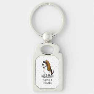 Koel Basset-hond en zonnebril (driekleur 1) Sleutelhanger