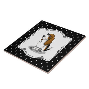 Koel Basset-hond en zonnebril (driekleur 1) Tegeltje