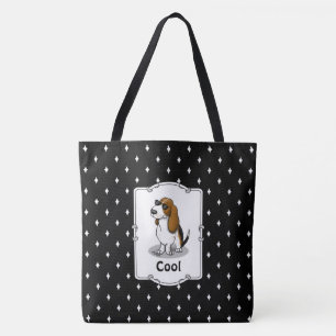 Koel Basset-hond en zonnebril (driekleur 1) Tote Bag