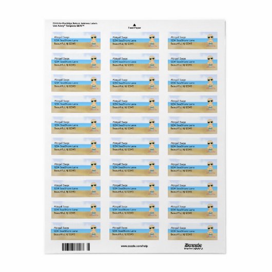 Koel Beach Baby met Sand Bucket Address Etiket (Full Sheet)