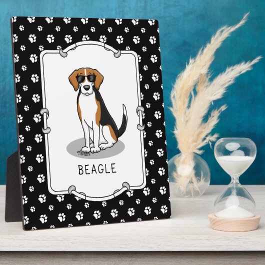 Koel beagle met zonnebril (driekleur 3) Grappig Fotoplaat (Zijkant)