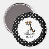 Koel beagle met zonnebril (driekleur 3) Grappig Magneet (Voorkant / Achterkant)