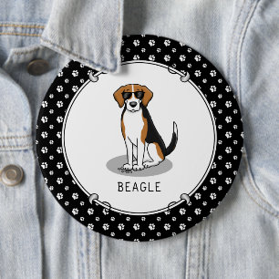 Koel beagle met zonnebril (driekleur 3) Grappig Ronde Button 6,0 Cm