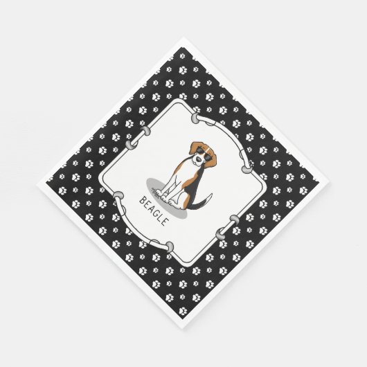 Koel beagle met zonnebril (driekleur 3) Grappig Servet (Hoek)