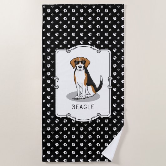 Koel beagle met zonnebril (driekleur 3) Grappig Strandlaken (Voorkant)