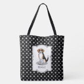 Koel beagle met zonnebril (driekleur 3) Grappig Tote Bag (Achterkant)