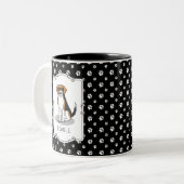 Koel beagle met zonnebril (driekleur 3) Grappig Tweekleurige Koffiemok (Voorkant links)