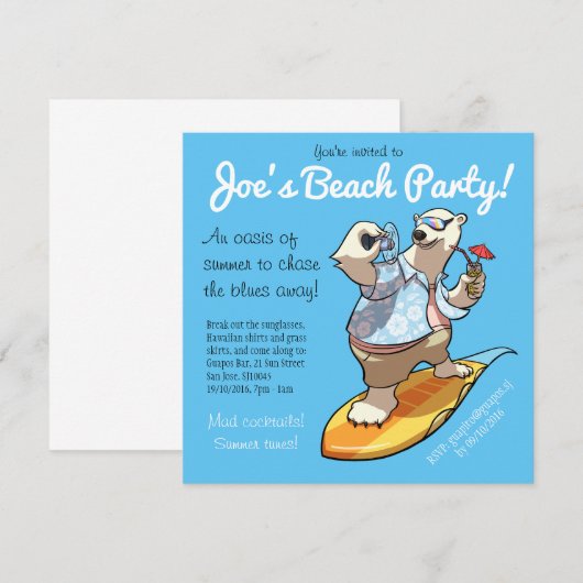 Koel Beer met drijvende staart met cocktail-Cartoo Kaart (Voorkant / Achterkant)