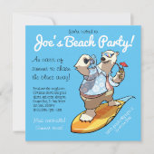 Koel Beer met drijvende staart met cocktail-Cartoo Kaart (Voorkant)