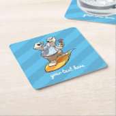 Koel Beer met drijvende staart met cocktail-Cartoo Kartonnen Onderzetters (Schuin)