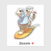 Koel Beer met drijvende staart met cocktail-Cartoo Sticker (Vel)