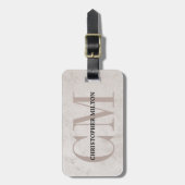 Koel Beige Zwart Vet Monogram Bagagelabel (Voorkant verticaal)