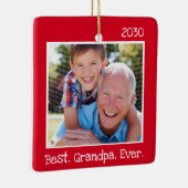 Koel Beste opa ooit Foto gepersonaliseerd rood Keramisch Ornament (Rechts)