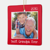 Koel Beste opa ooit Foto gepersonaliseerd rood Keramisch Ornament (Links)