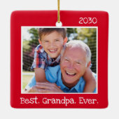 Koel Beste opa ooit Foto gepersonaliseerd rood Keramisch Ornament (Achterkant)