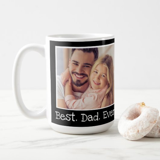 Koel Beste vader ooit Foto gepersonaliseerd zwart  Koffiemok (Met donut)