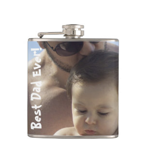 Koel Beste vader ooit Foto Vinyl Wrapped Flask Heupfles