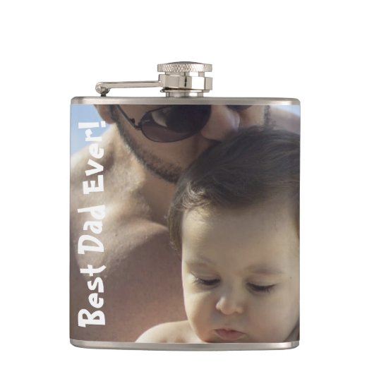Koel Beste vader ooit Foto Vinyl Wrapped Flask Heupfles (Voorkant)