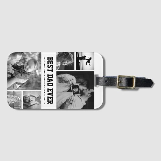 Koel Beste vader ooit zwart-witte foto Collage Bagagelabel (Voorkant (horizontaal))